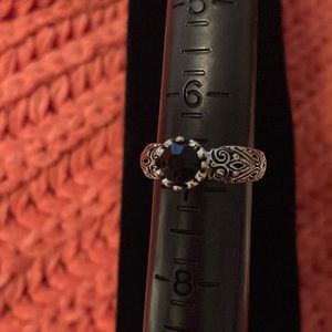 Silver plated and blue stone ring